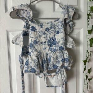 Floral Blue Tie Top -Originally Retailed at 56.00